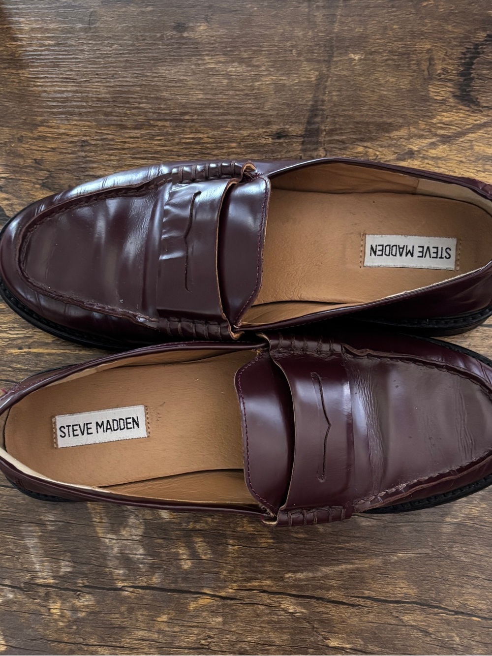 Steve Madden Madison Burgundy Leather Penny Loafers